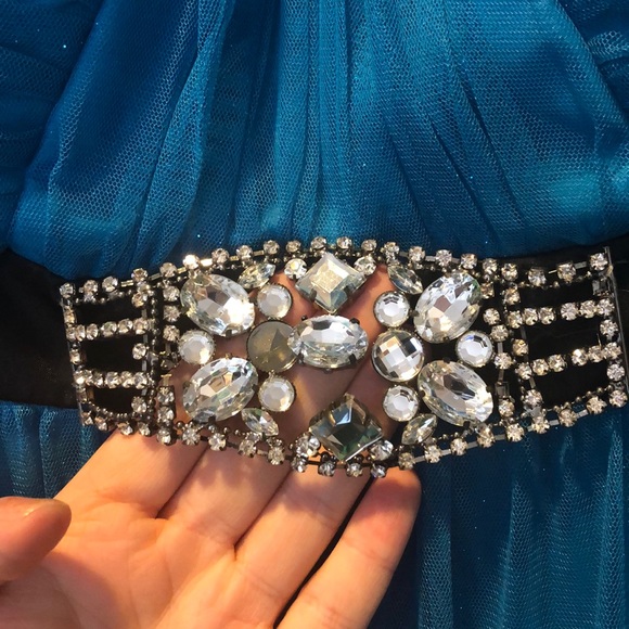 Blue Glitter Strapless Prom/Homecoming dress - Picture 3 of 4